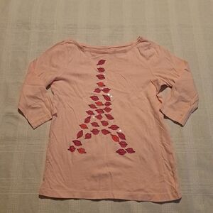 Crazy 8 girls size large or 10/12 pink top 3/4 sleeves